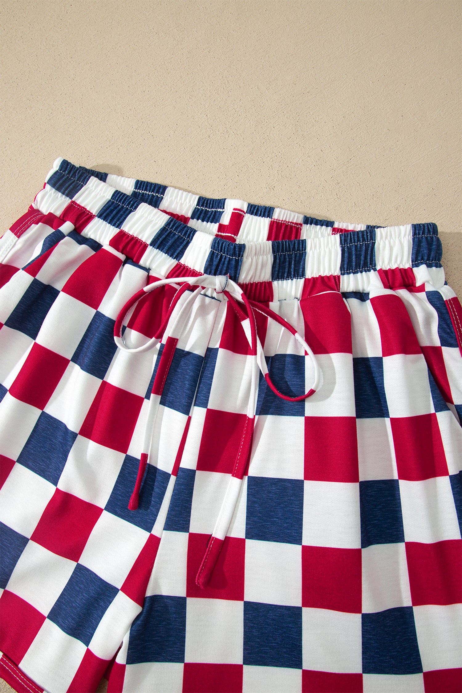 Red Independence Day Checkered Shorts