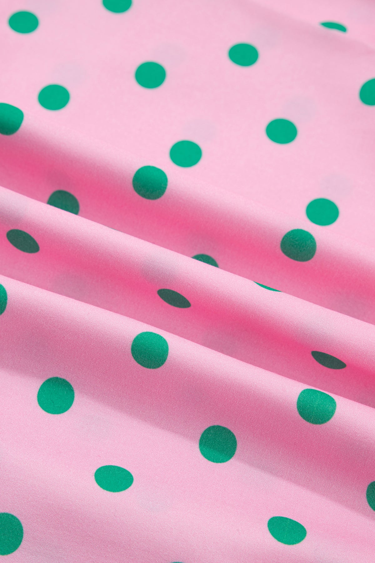 Pink Polka Dot Print V Neck Short Sleeve Tiered Mini Dress