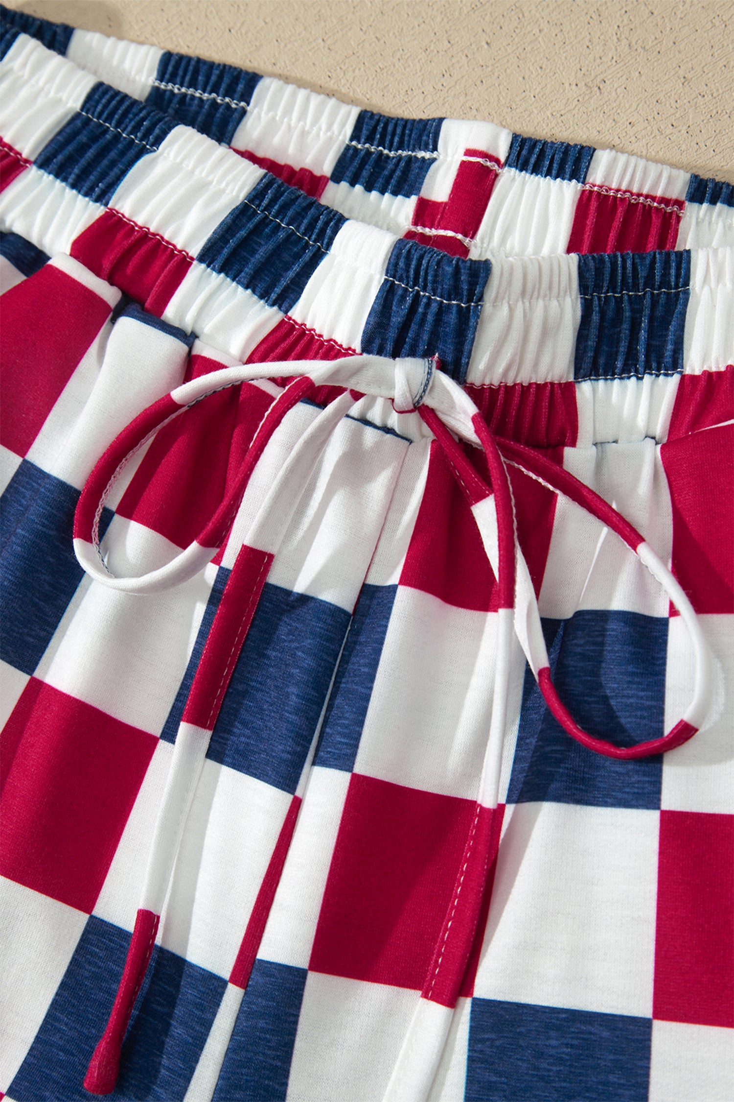 Red Independence Day Checkered Shorts